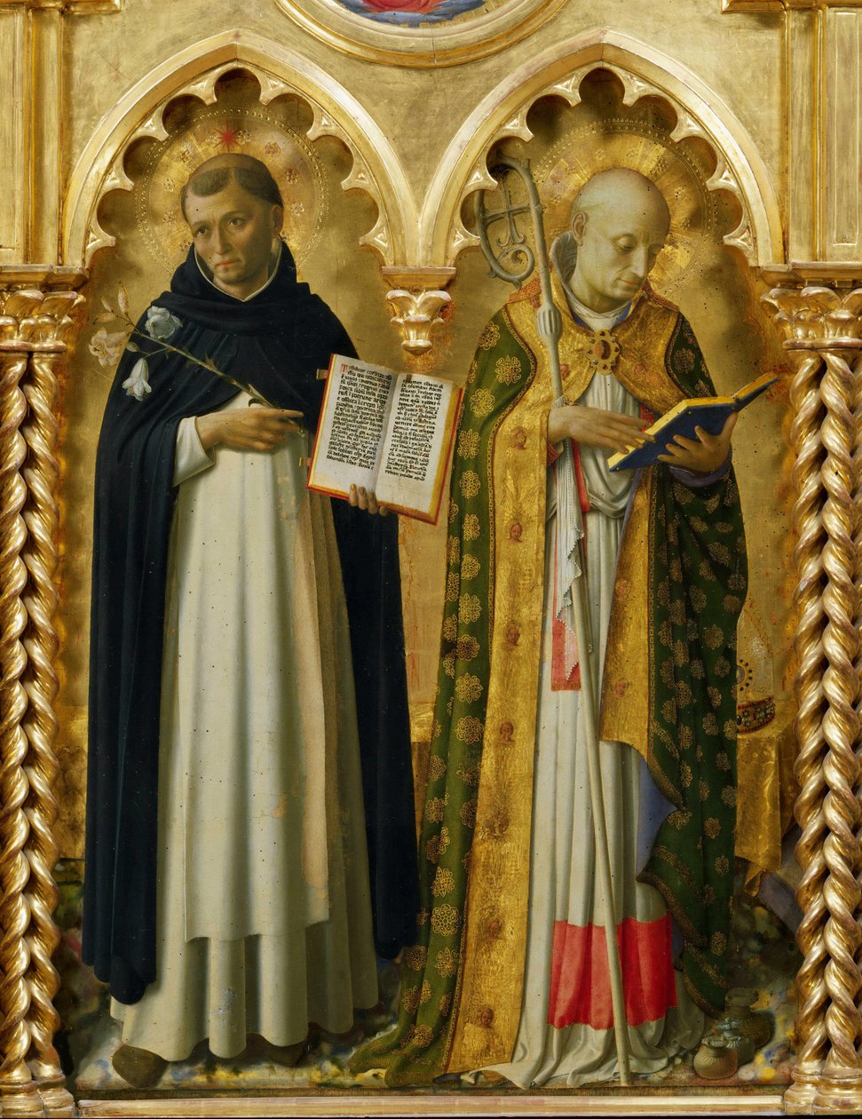 Santos Domingos e Nicolau de Bari do Altar de Perugia, ca. 1437. de Fra Giovanni Angelico da Fiesole