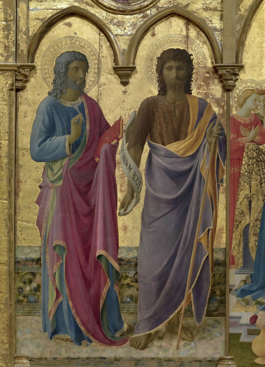 Santos João Batista e João Evangelista. Cortona Polyptych, ca. 1437. de Fra Giovanni Angelico da Fiesole