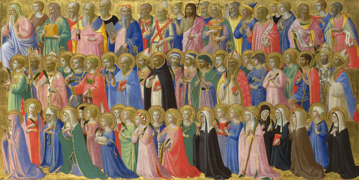 Painel Precursores de Cristo com Santos e Mártires do Retábulo de Fiesole San Domenico, c. 1423-1424 de Fra Giovanni Angelico da Fiesole