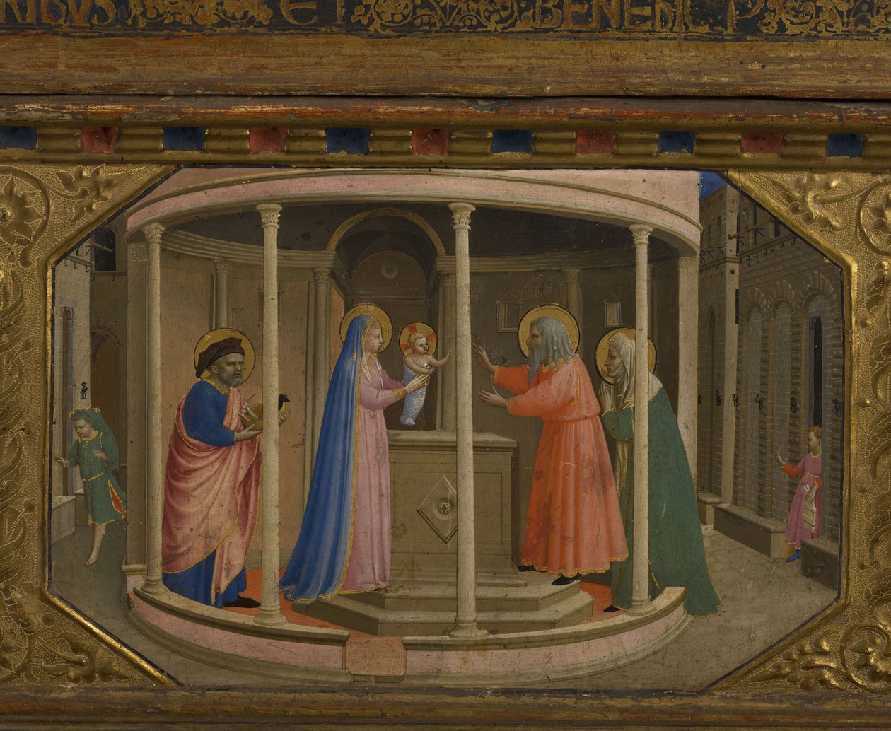 A apresentação no templo Retábulo da Anunciação com 5 cenas de Predella, 1430-1432 de Fra Giovanni Angelico da Fiesole