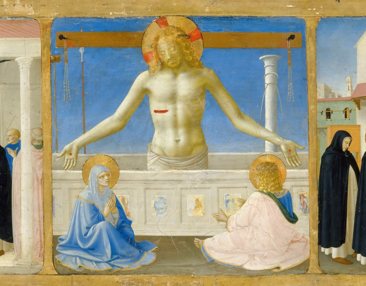 A Predella da Ressurreição do retábulo A Coroação da Virgem, ca 1430 de Fra Giovanni Angelico da Fiesole