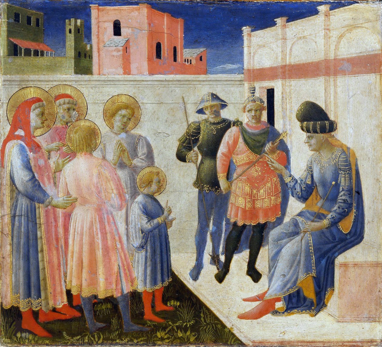 Os Santos Cosmas e Damião com seus Irmãos perante o Procônsul Lísias..., c. 1440. de Fra Giovanni Angelico da Fiesole
