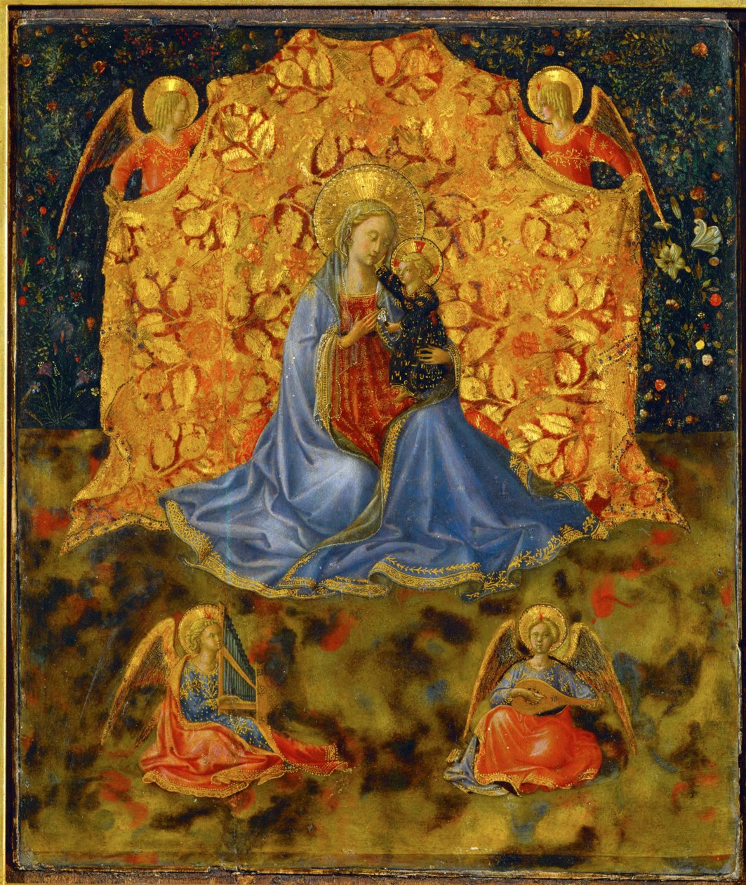 Nossa Senhora e os anjos (pintura sobre tela) de Fra & Lippi F (c.1406-69) Angelico