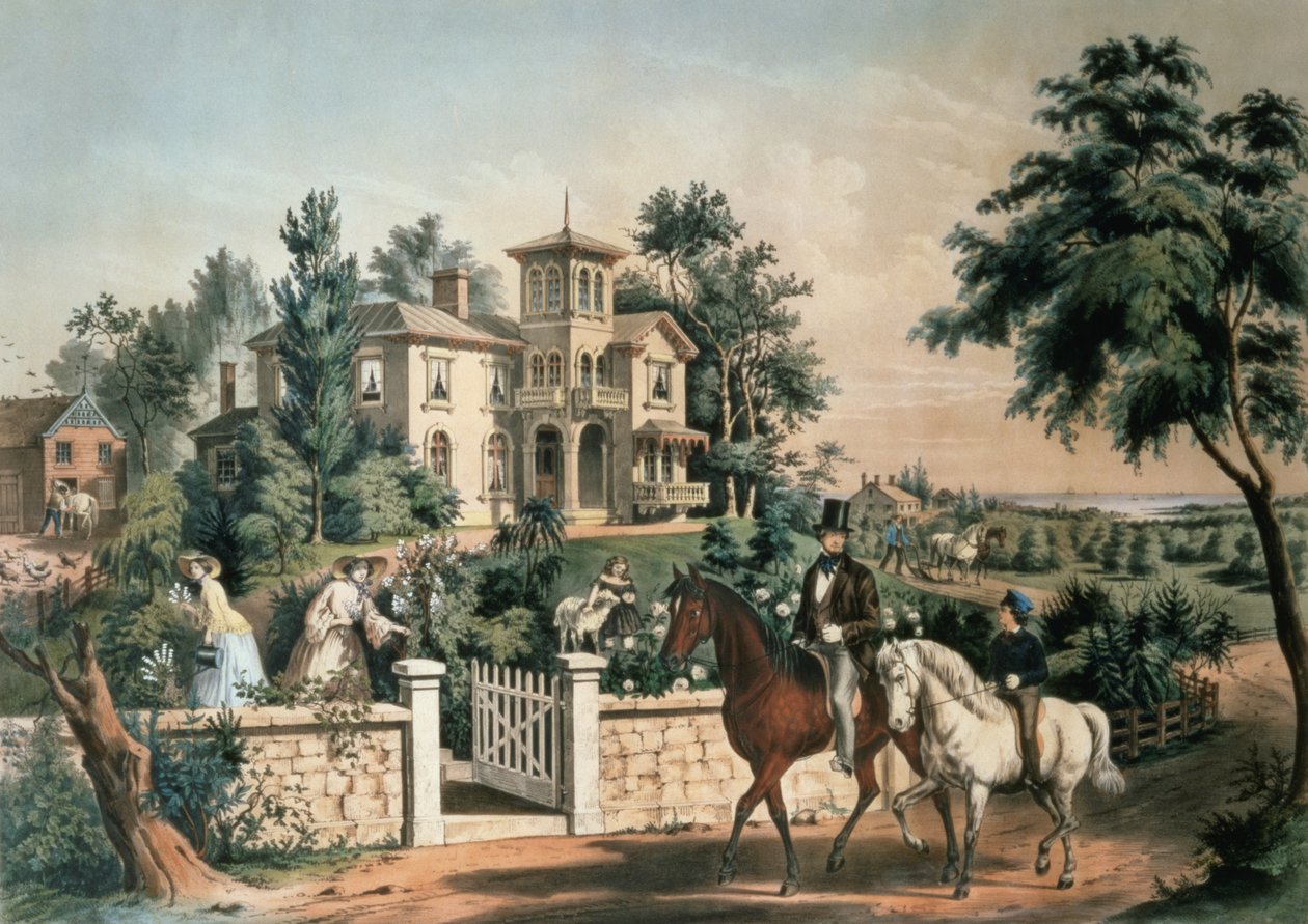 Vida no campo americana, gravada pelo bar de Nathaniel Currier (1813-88). por Currier e Ives, Nova York, 1855 de Frances Flora Bond Palmer