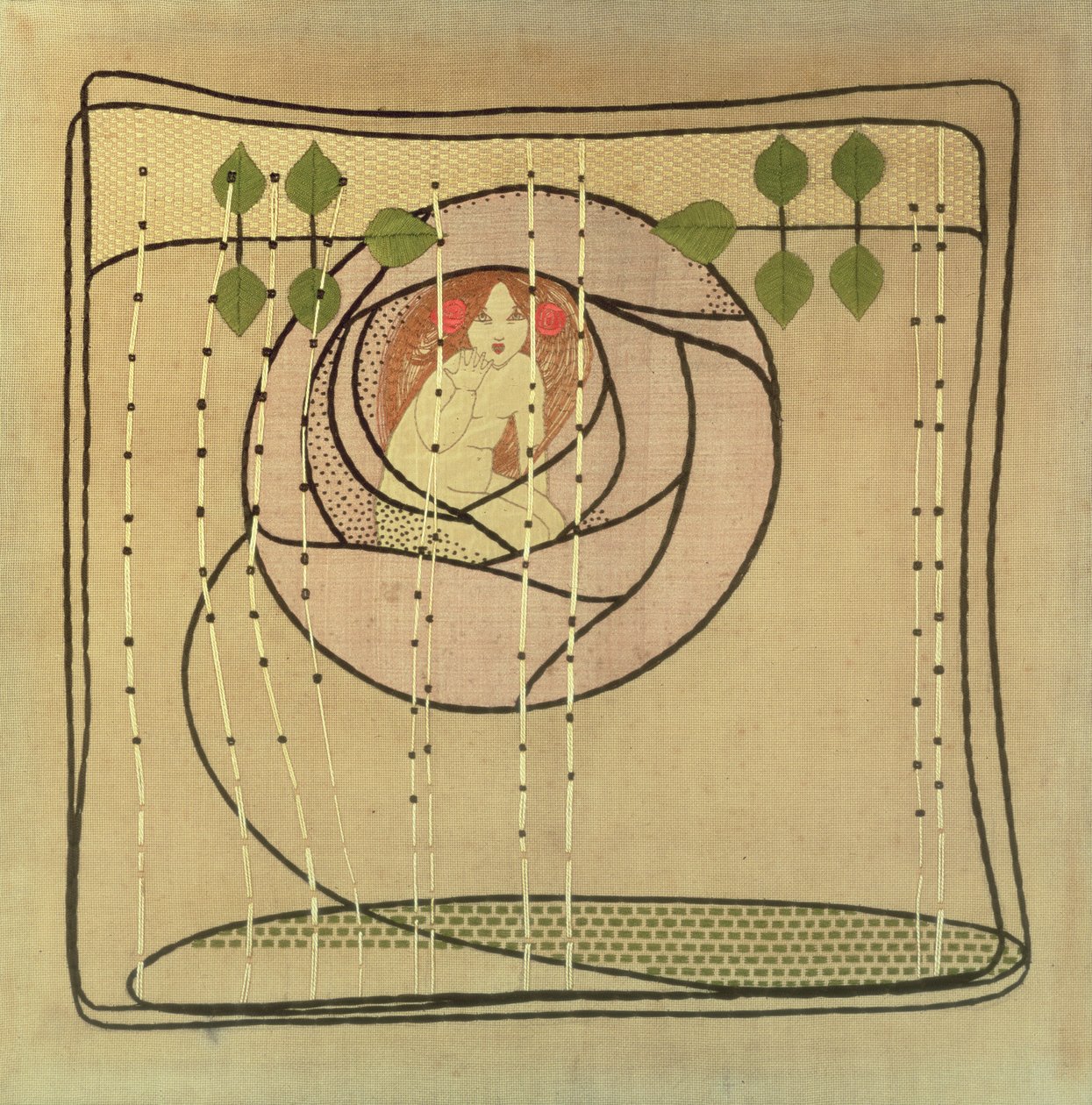O Espírito da Rosa, c.1900 (bordado) de Frances McNair