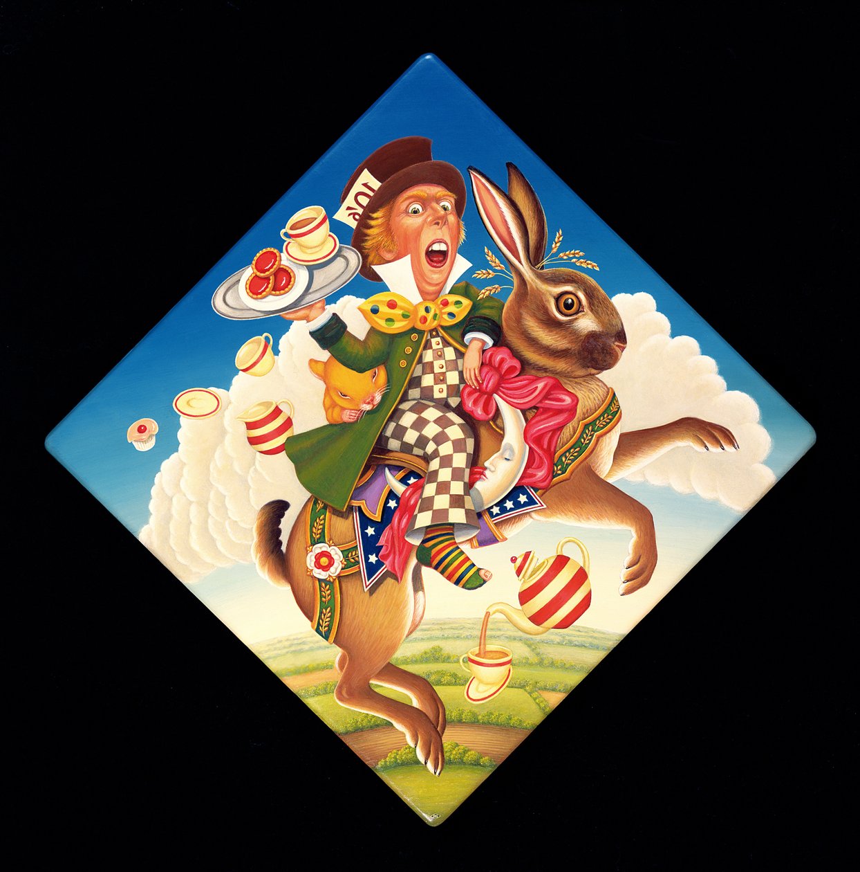 A Mad Tea Party, 2008 (óleo e tempera no painel) de Frances Broomfield
