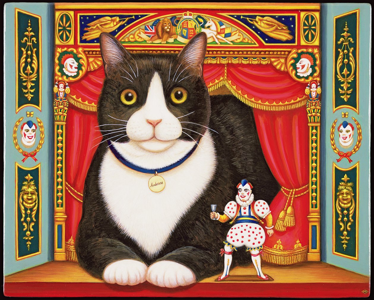 Ambrose the Theatre Cat, 2007 (óleo e têmpera no painel) de Frances Broomfield