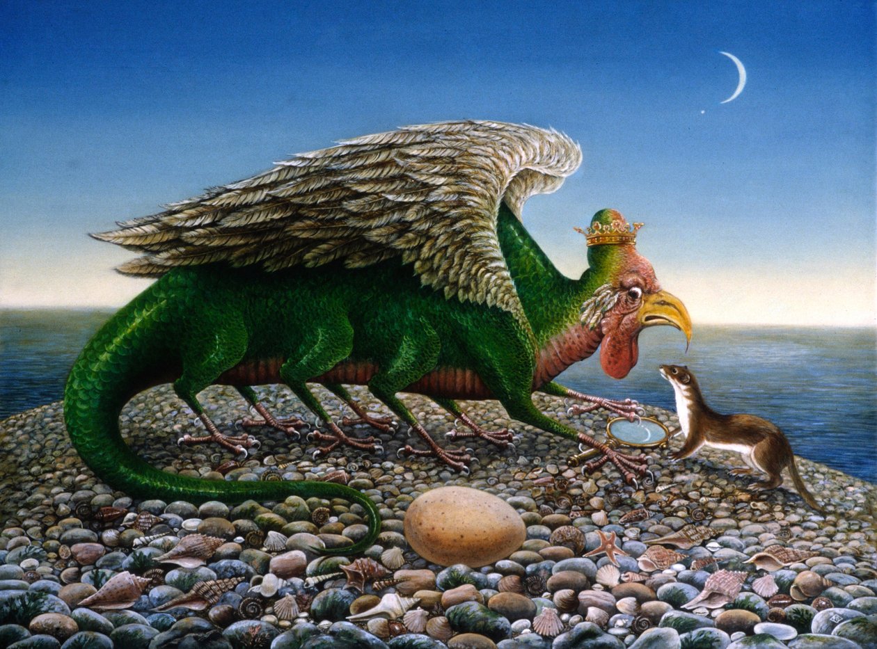 Basilisk, 1986 (óleos e têmpera sobre papel) de Frances Broomfield