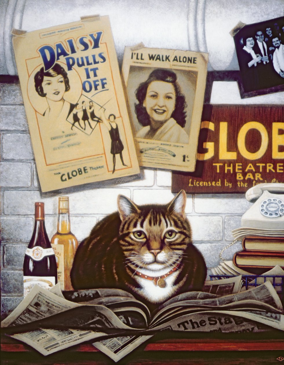 Beerbohm, o gato do teatro (óleo e têmpera no painel) de Frances Broomfield