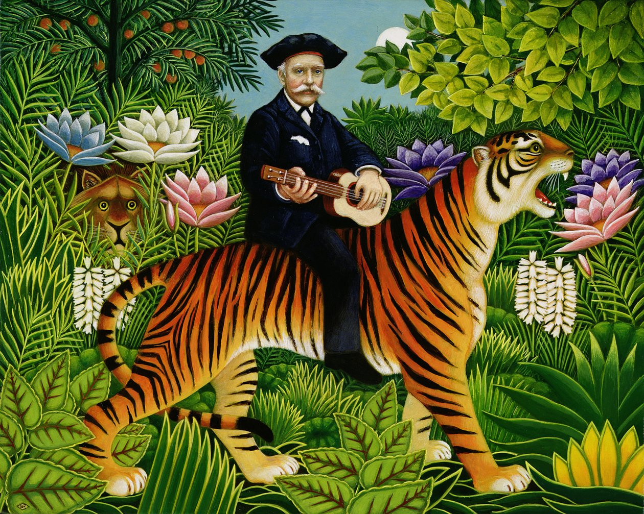 Henri Rousseau Dream, 1997 (óleo e têmpera no painel) de Frances Broomfield