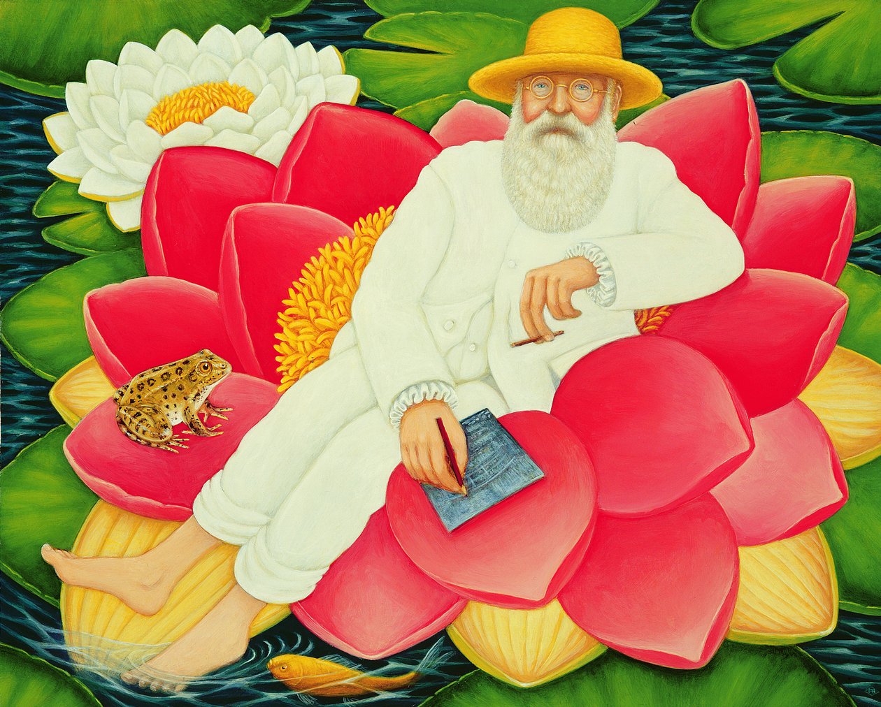Monets Waterlilies, 1996 (óleo e têmpera no painel) de Frances Broomfield