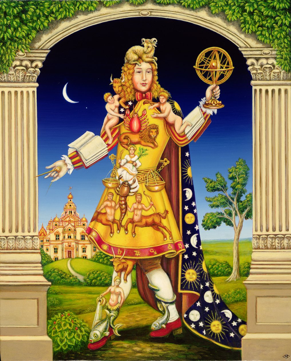 The Astrologers Garden, 2000 (óleo e têmpera no painel) de Frances Broomfield
