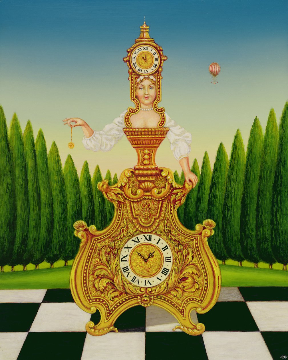 The Clockmakers Wife, 1999 (óleo e têmpera no painel) de Frances Broomfield