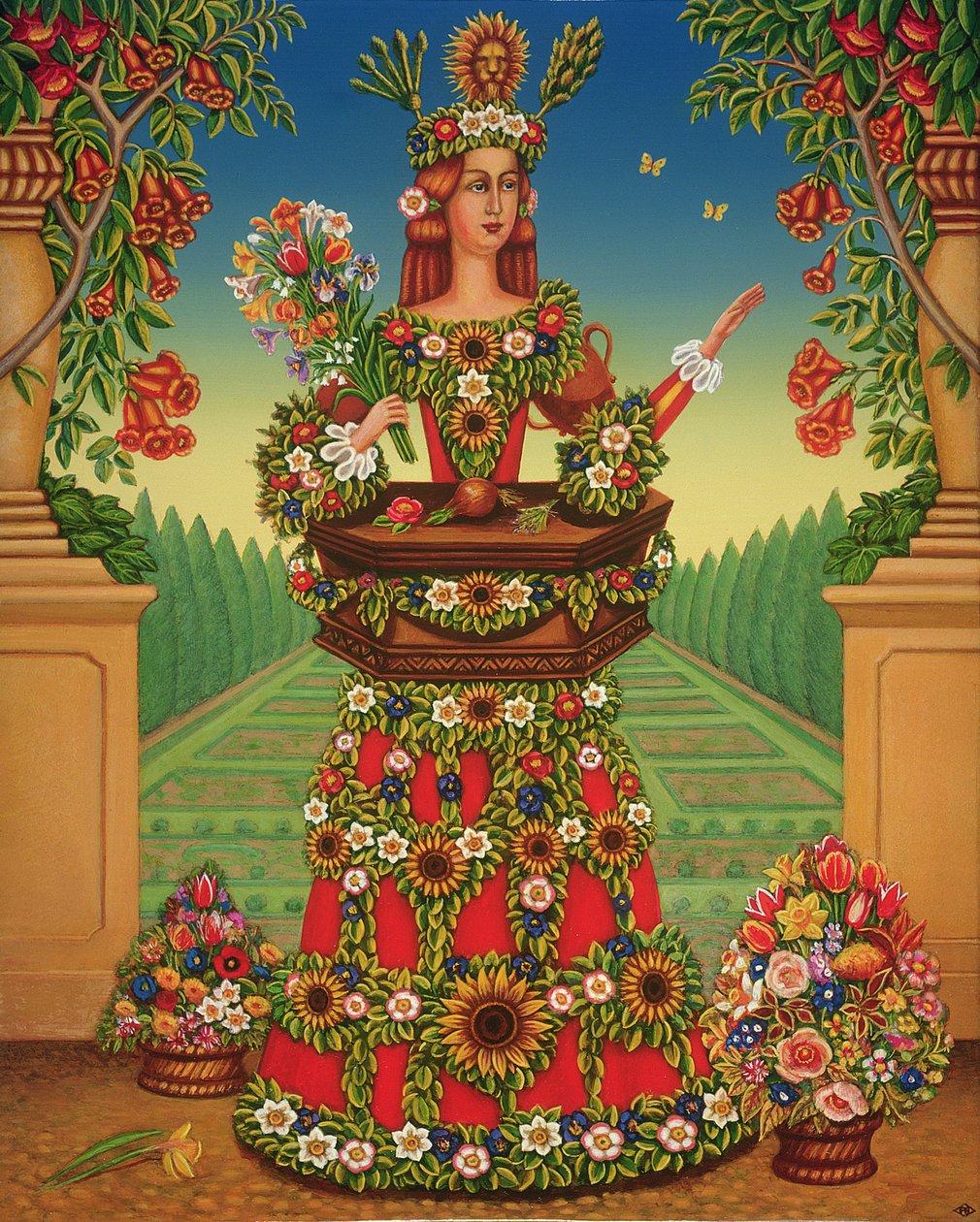 The Gardeners Wife, 2005 (óleo e têmpera no painel) de Frances Broomfield