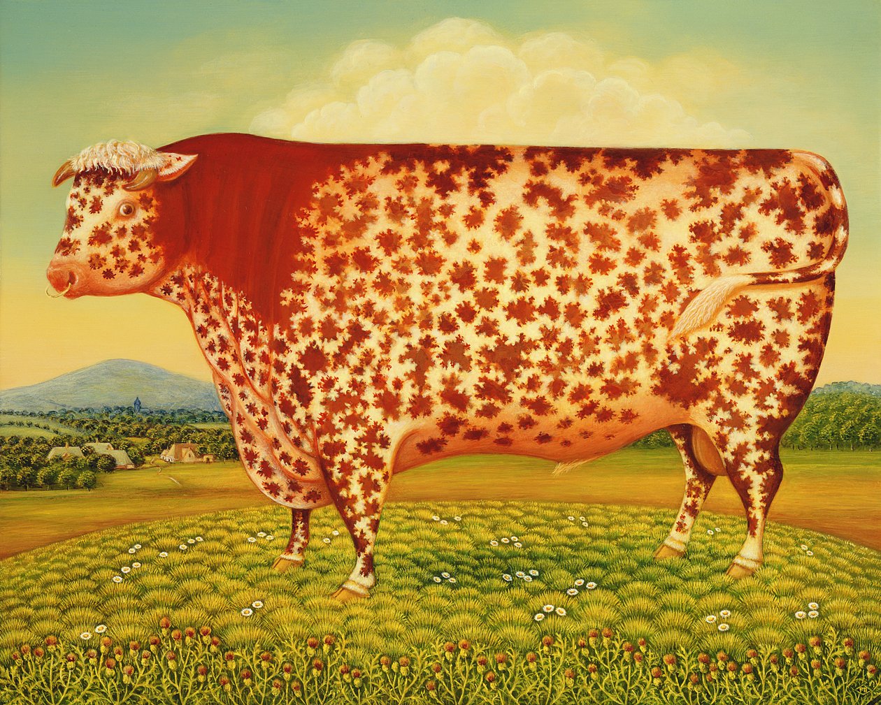 The Great Bull, 1998 (óleo e têmpera no painel) de Frances Broomfield