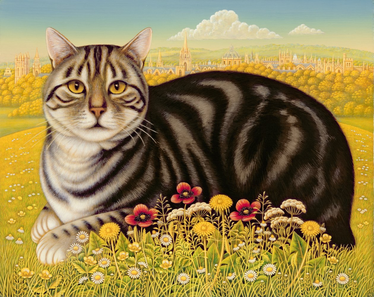 The Oxford Cat, 2001 (óleo e têmpera no painel) de Frances Broomfield