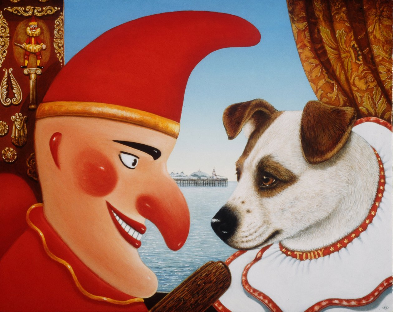 Toby e Punch, 1994 (óleos e têmpera no painel) de Frances Broomfield