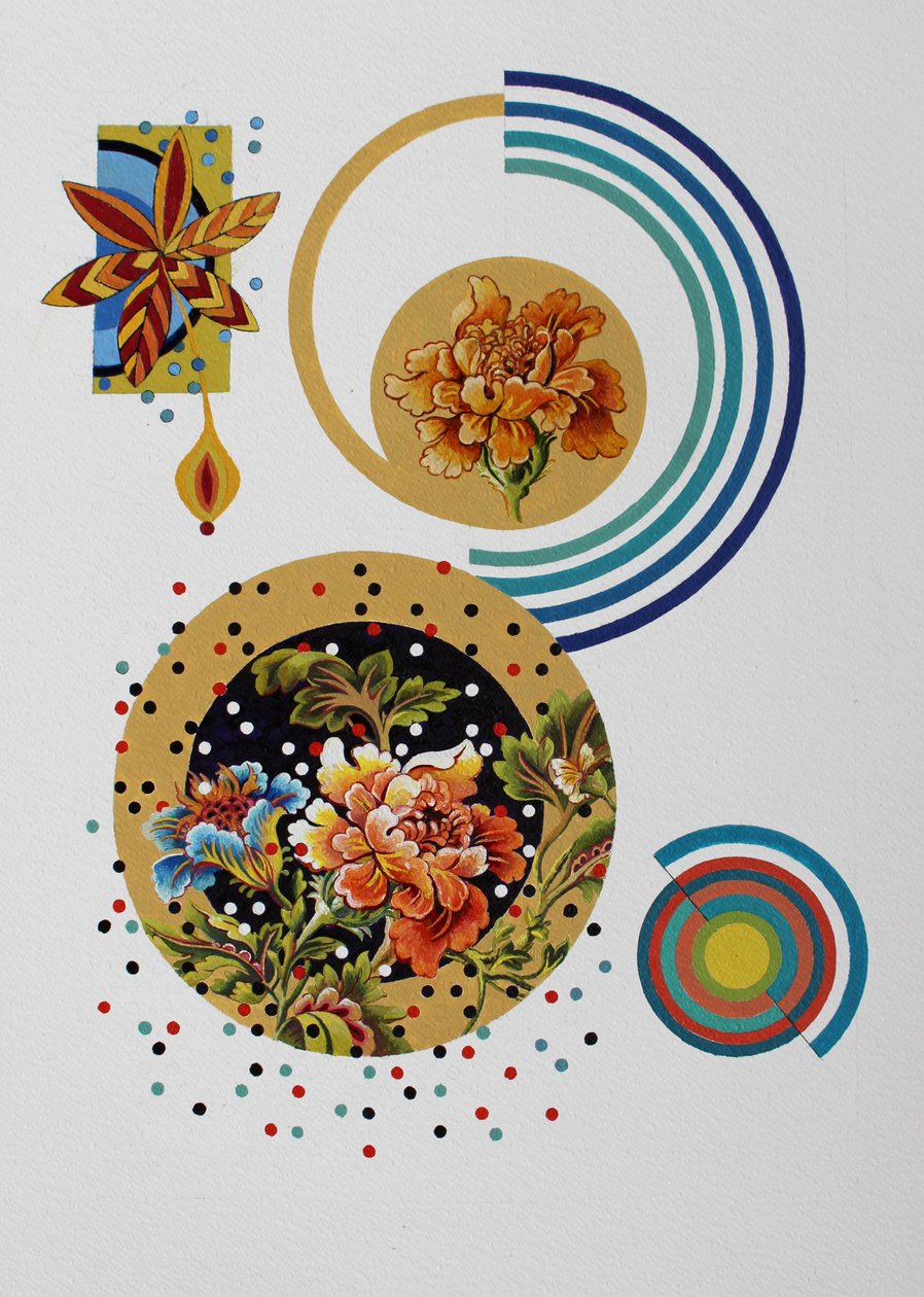 Celebração, 2022 (acrílico sobre papel aquarelado) de Frances Ferdinands