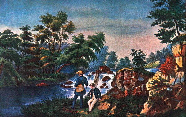 The Trout Stream, publicado por Currier & Ives de Frances Flora Bond (c.1812 76) (after) Palmer