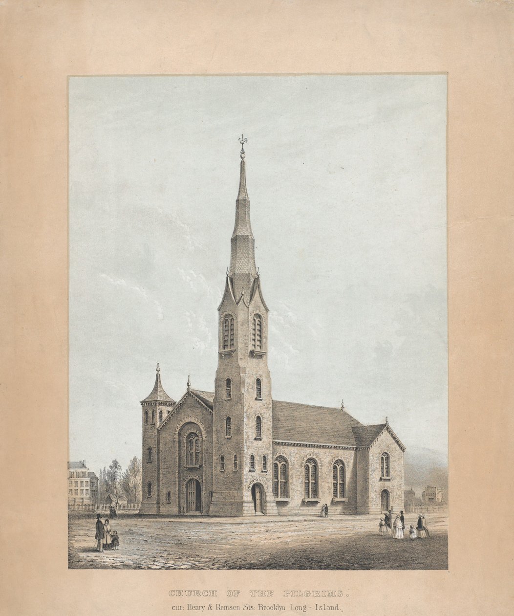 Igreja dos Peregrinos, Brooklyn, Nova York, 1844. de Frances Flora Bond Palmer