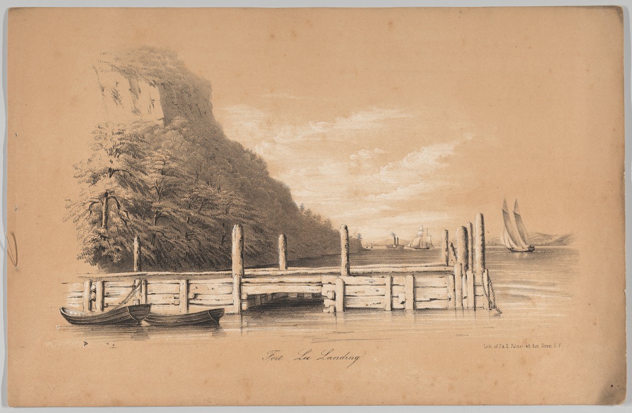 Fort Lee Landing, em: The New York Drawing Book, Conteining a Series of Original Designs a..., 1847. de Frances Flora Bond Palmer