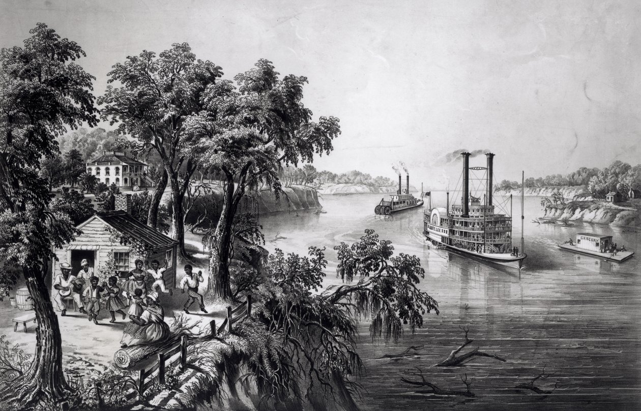 Low Water no Mississippi, pub. por Currier e Ives, 1867 de Frances Flora Bond Palmer