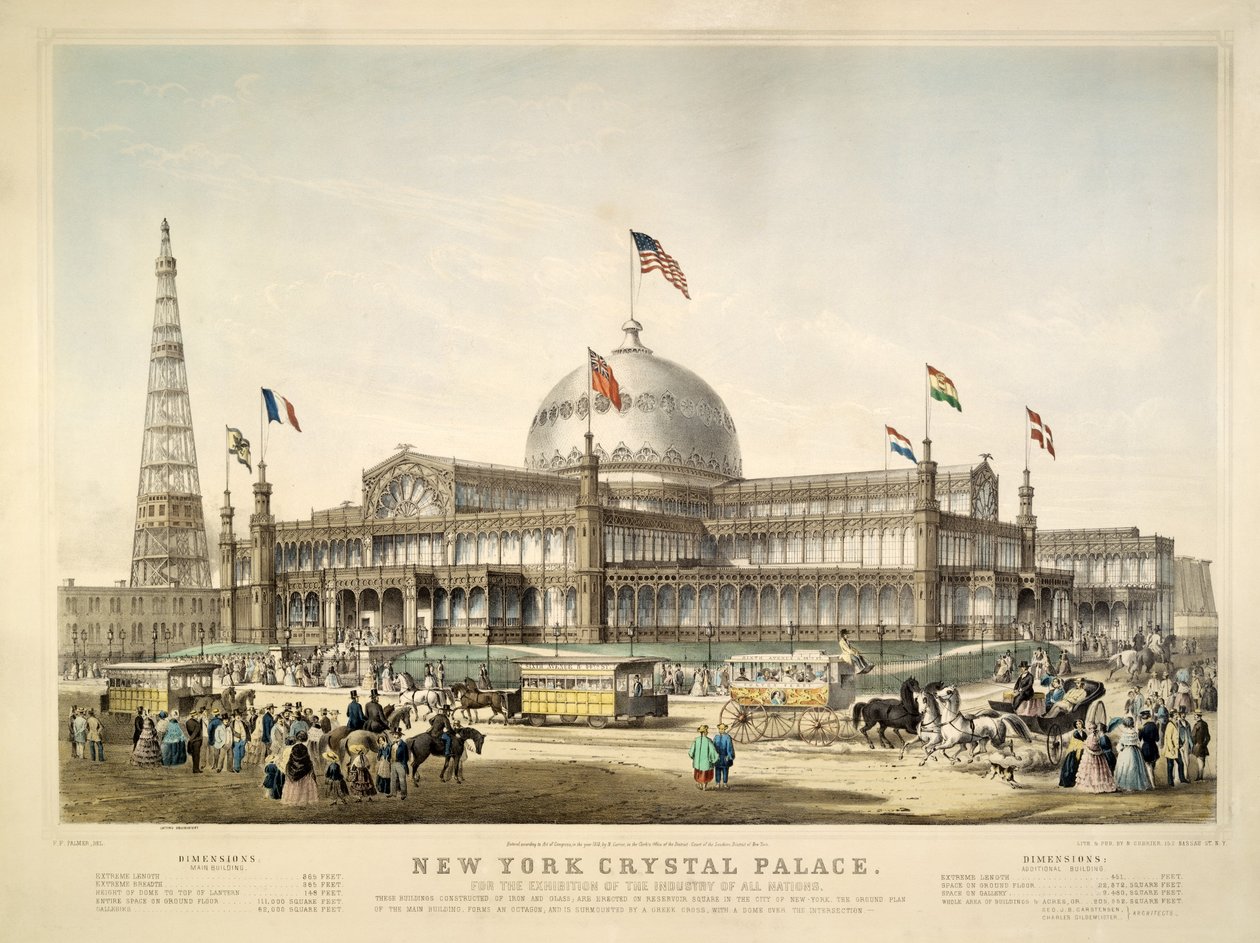 New York Crystal Palace, pub. 1853 por Currier & Ives de Frances Flora Bond Palmer