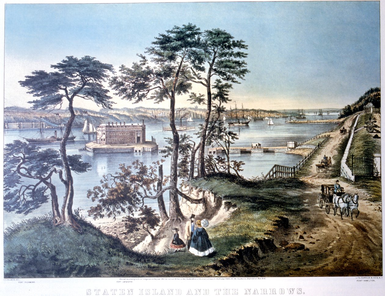 Staten Island e os estreitos, Nova York, EUA, c1834-c1876 de Frances Flora Bond Palmer