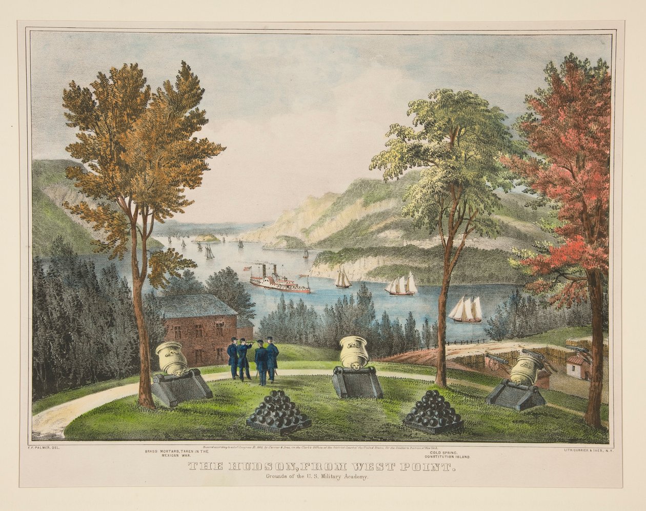 O Hudson, de West Point. Terrenos da Academia Militar dos E.U.A. de Frances Flora Bond Palmer