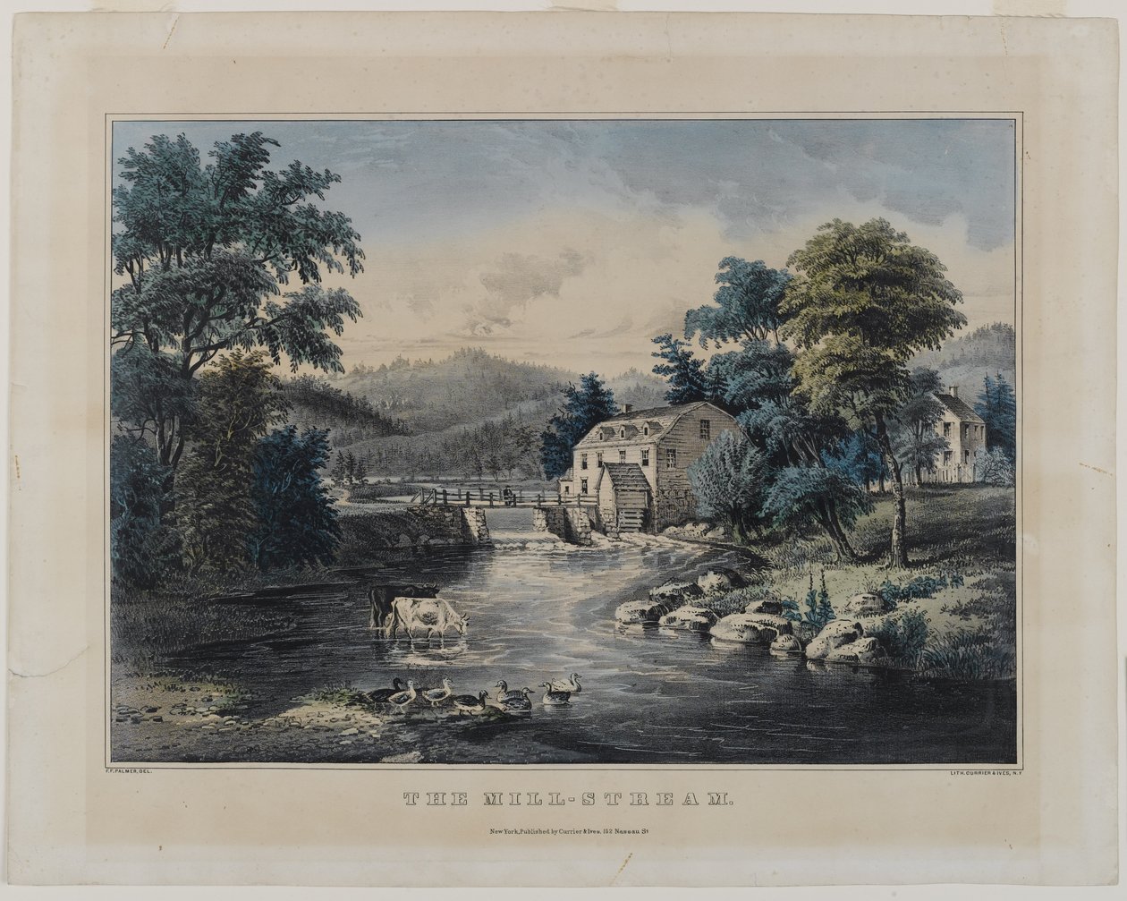 The Mill-Stream, publicado pela Currier & Ives, New York (lito colorido à mão) de Frances Flora Bond Palmer