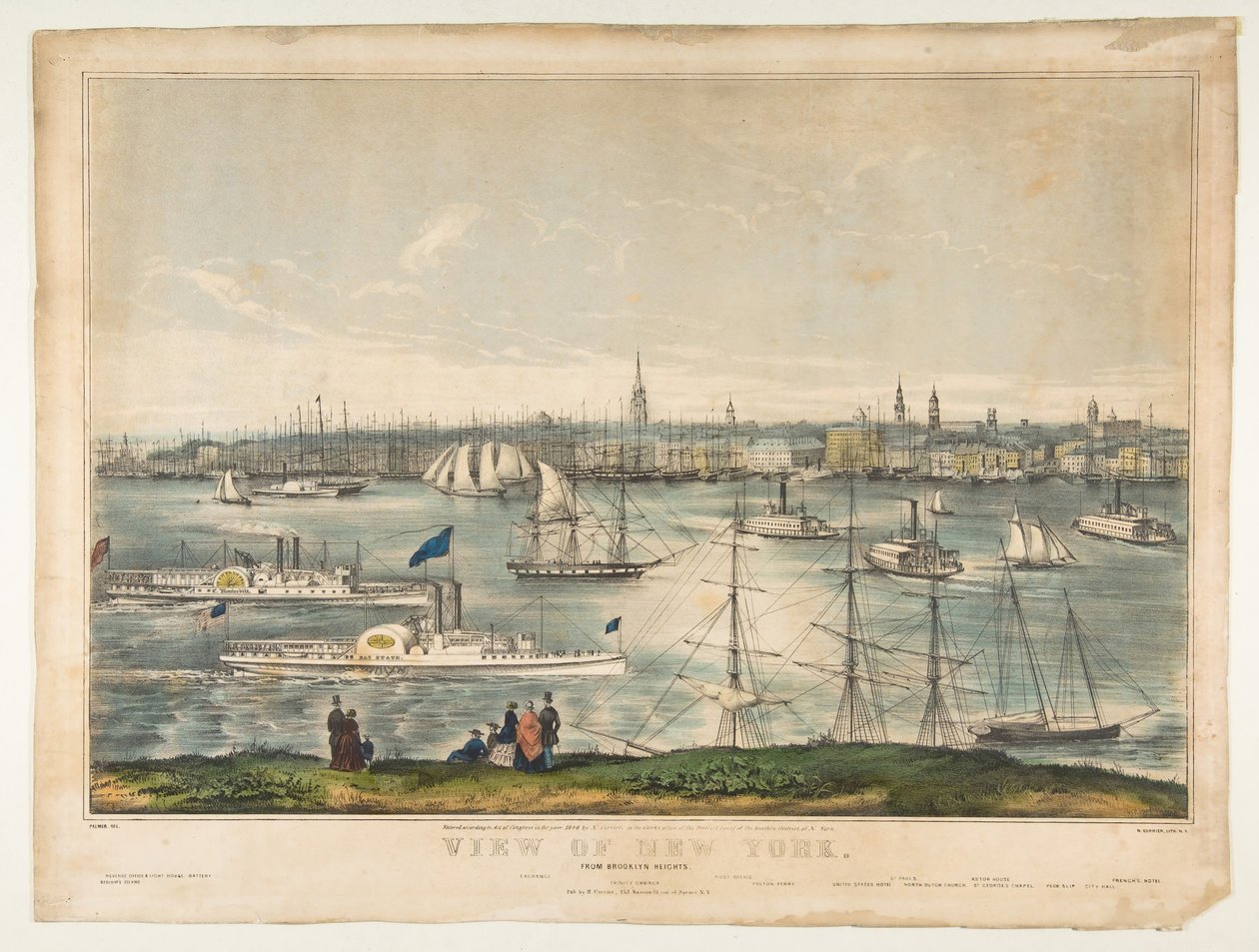 Vista de Nova York de Brooklyn Heights, 1849. de Frances Flora Bond Palmer