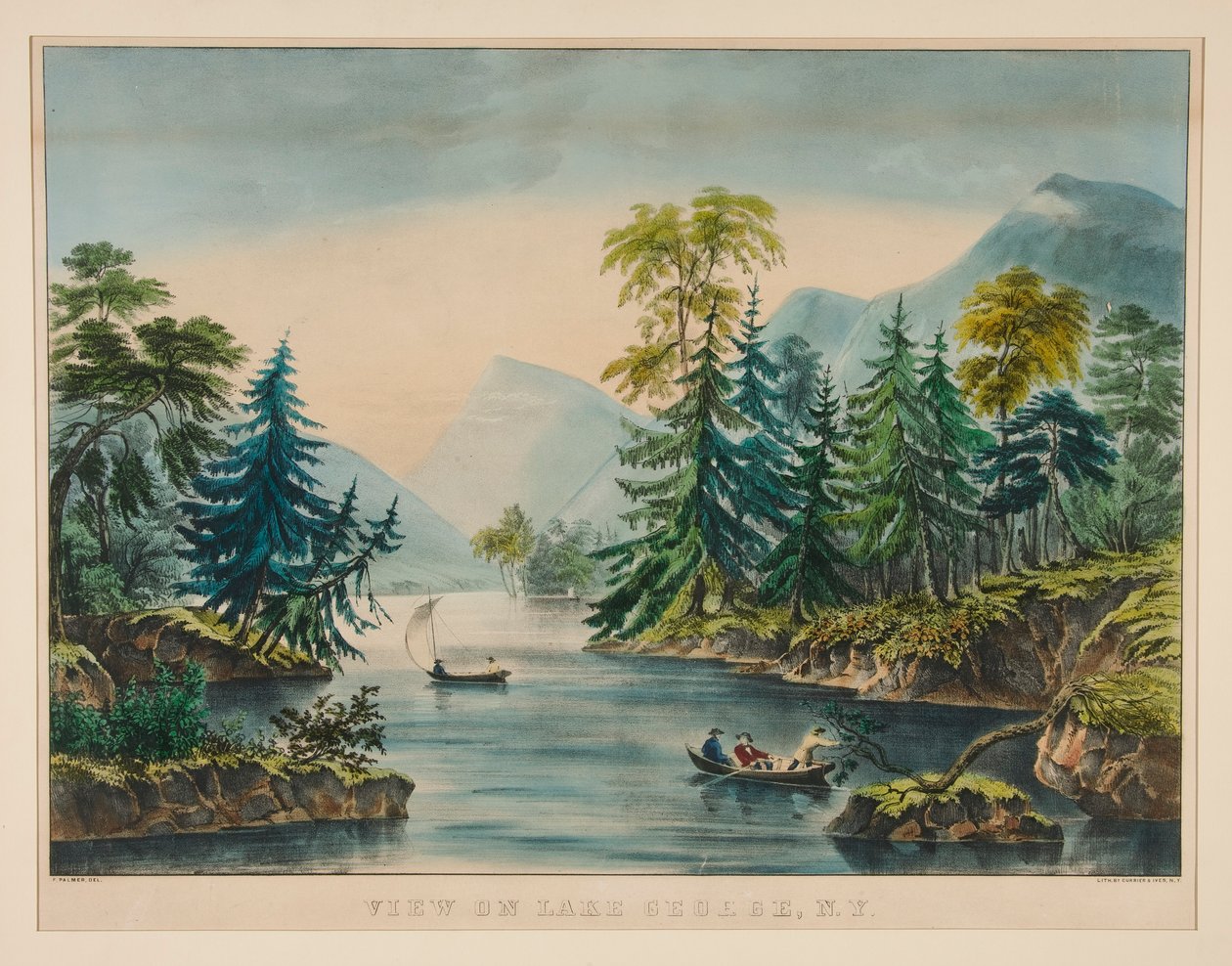 Vista no Lago George, NY de Frances Flora Bond Palmer