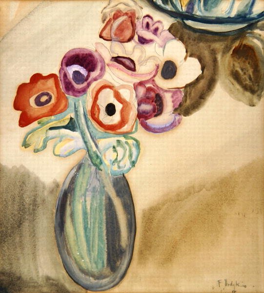 Jarro de flores (aguarela sobre papel) de Frances Hodgkins