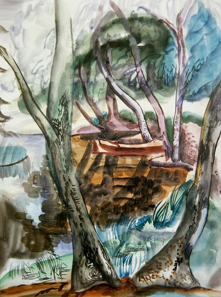 Paisagem, c.1935 (aguarela sobre papel) de Frances Hodgkins