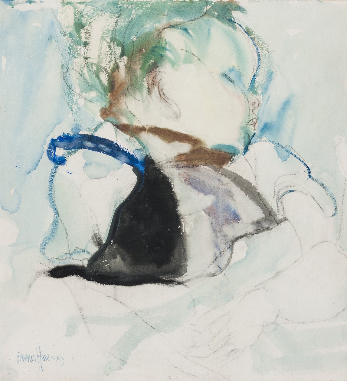 Bebê Adormecido, c.1905 (tinta e aquarela sobre papel) de Frances Hodgkins