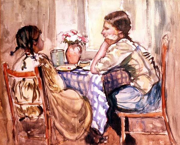 A Refeição (aguarela sobre papel) de Frances Hodgkins
