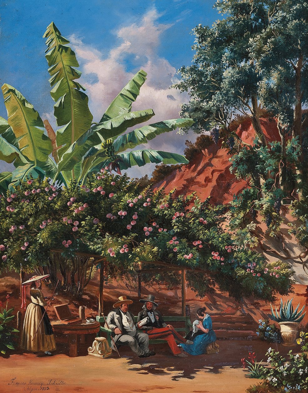 Frances Kennedy Schultze pintando sob uma pérgula, Argel de Frances Kennedy (attr. to) Schultze