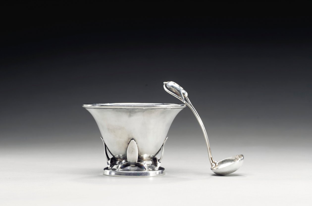Tigela e colher, c.1910 (prata) de Frances MacBeth Glessner
