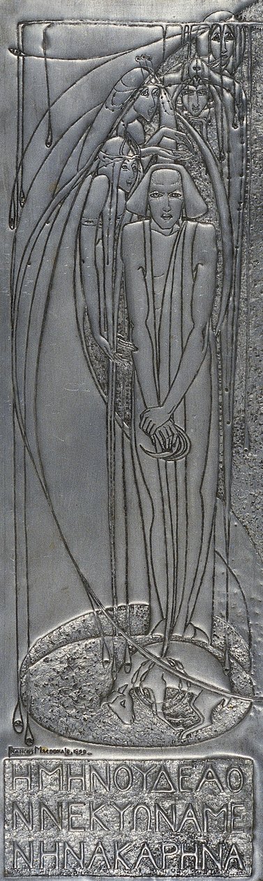 Placa de Metal Branco Repelente, 1893 (metal) de Frances Macdonald