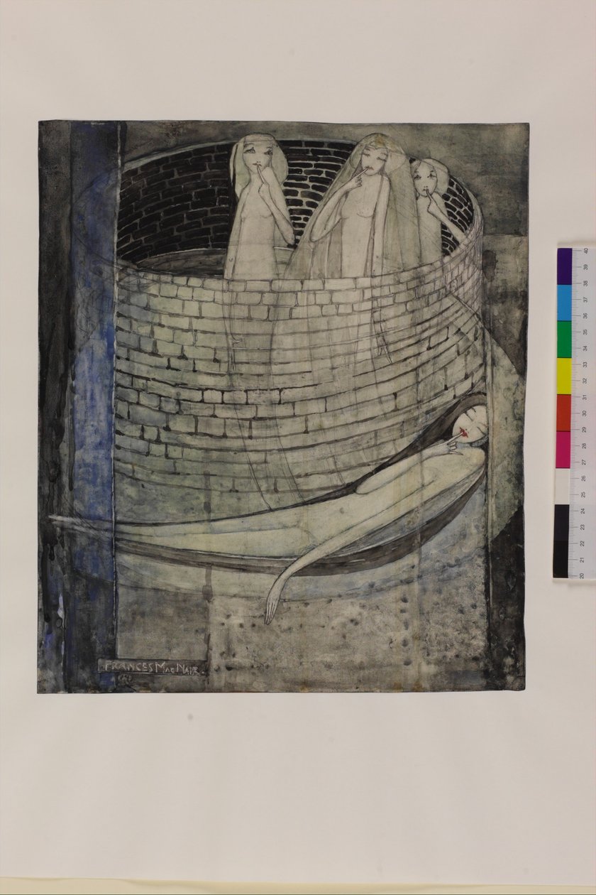 A verdade está no fundo do poço, c.1912-15 (lápis e aquarela sobre papel) de Frances Macdonald