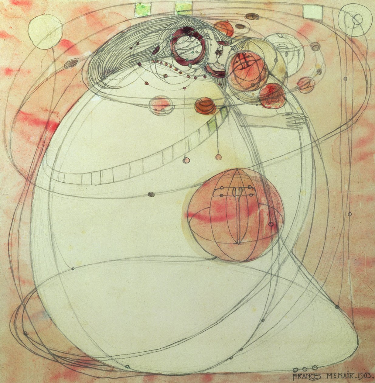 O Espírito da Rosa, 1903 (wc e lápis no papel) de Frances McNair