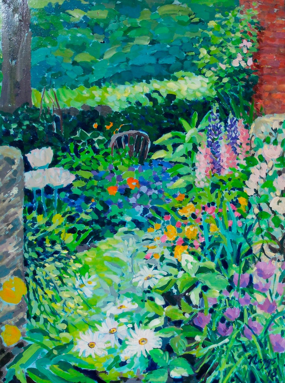 Jardim rural inglês, 2018 (acrílico sobre tela) de Frances Naggs