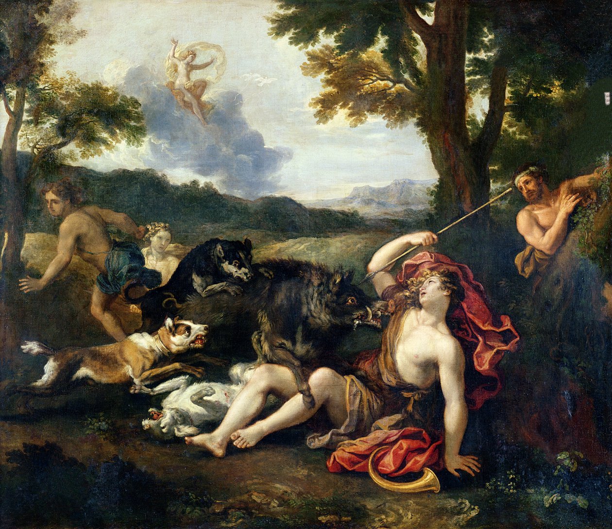 Adonis morto por um javali de Francesco Albani