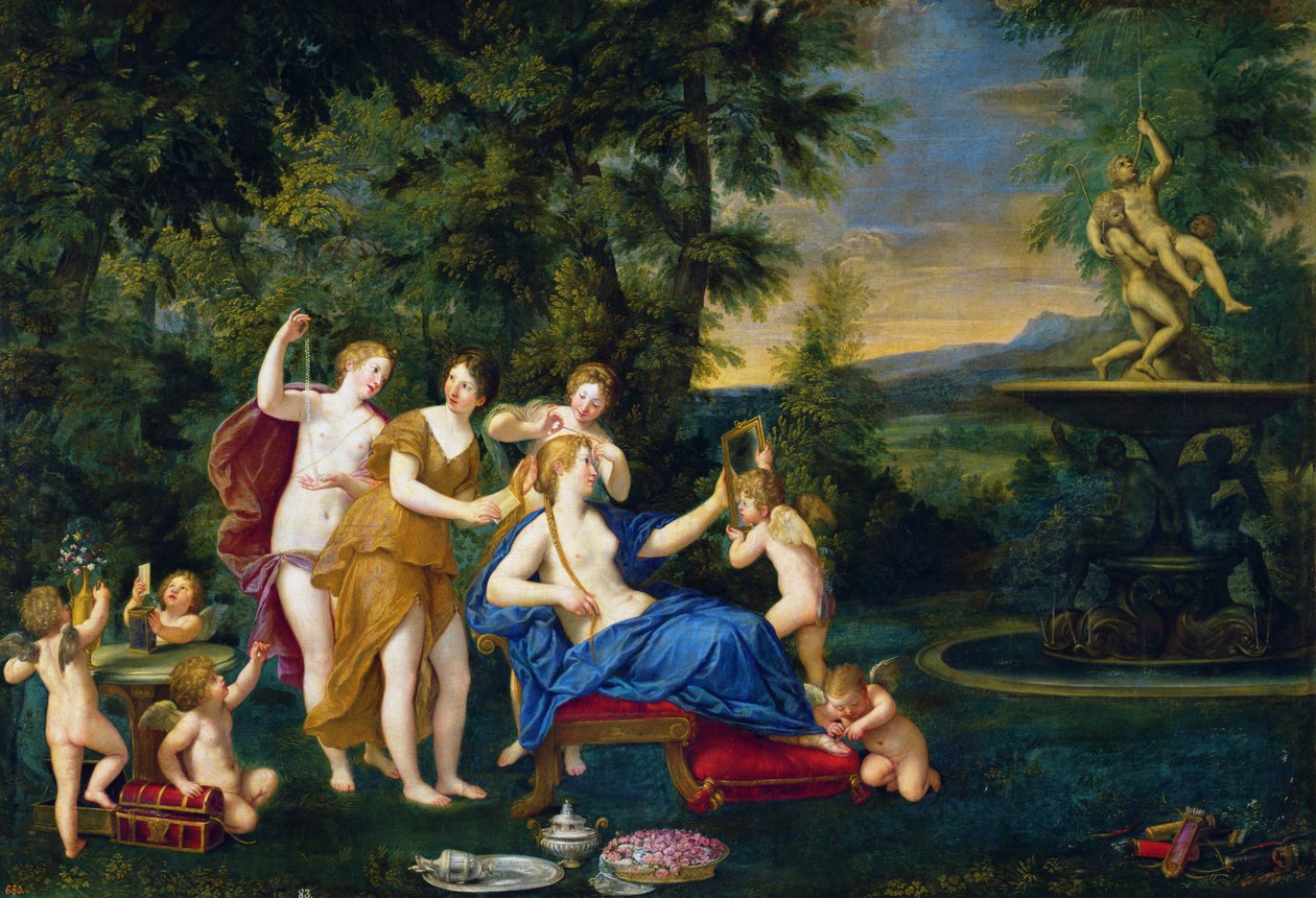 Vênus assistido por ninfas e cupidos, 1633 de Francesco Albani