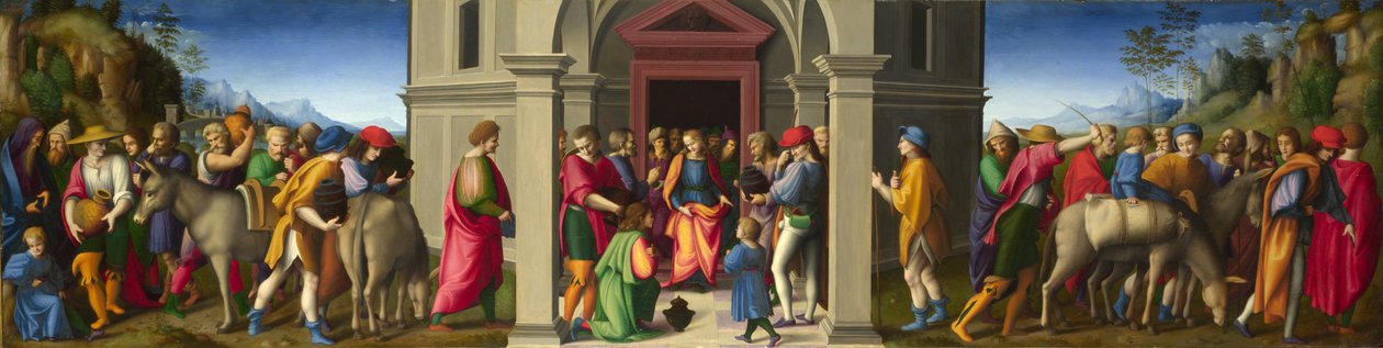 José recebe seus irmãos em sua segunda visita ao Egito de Francesco Ubertini Bacchiacca