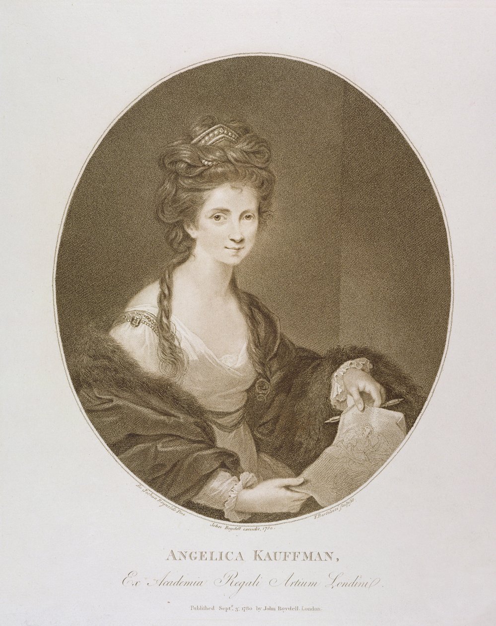 Angélica Kauffman, depois de Reynolds, 1780 (stipple engraving) de Francesco Bartolozzi