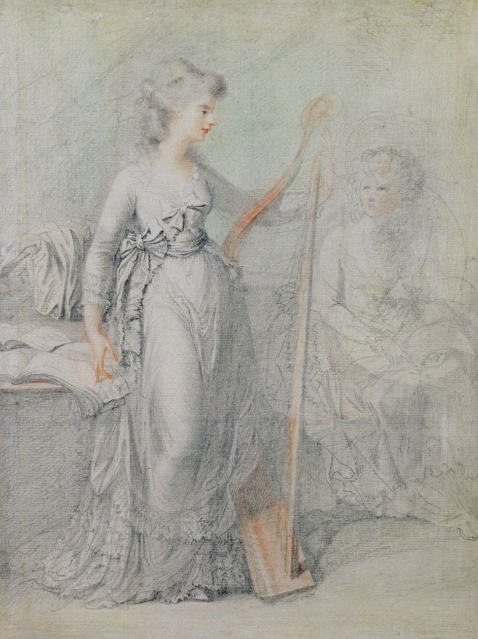Georgiana, Duquesa de Devonshire (chumbo preto e giz vermelho) de Francesco Bartolozzi