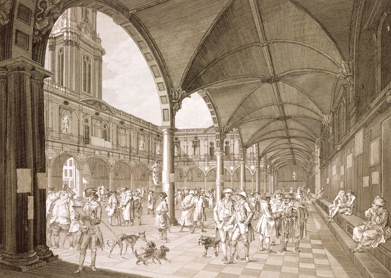 Interior do Royal Exchange, Londres, 1788 (gravura em cobre) de Francesco Bartolozzi
