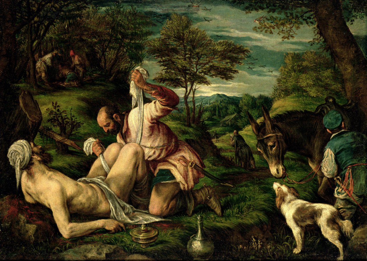 A parábola do bom samaritano, 1575 de Francesco Bassano