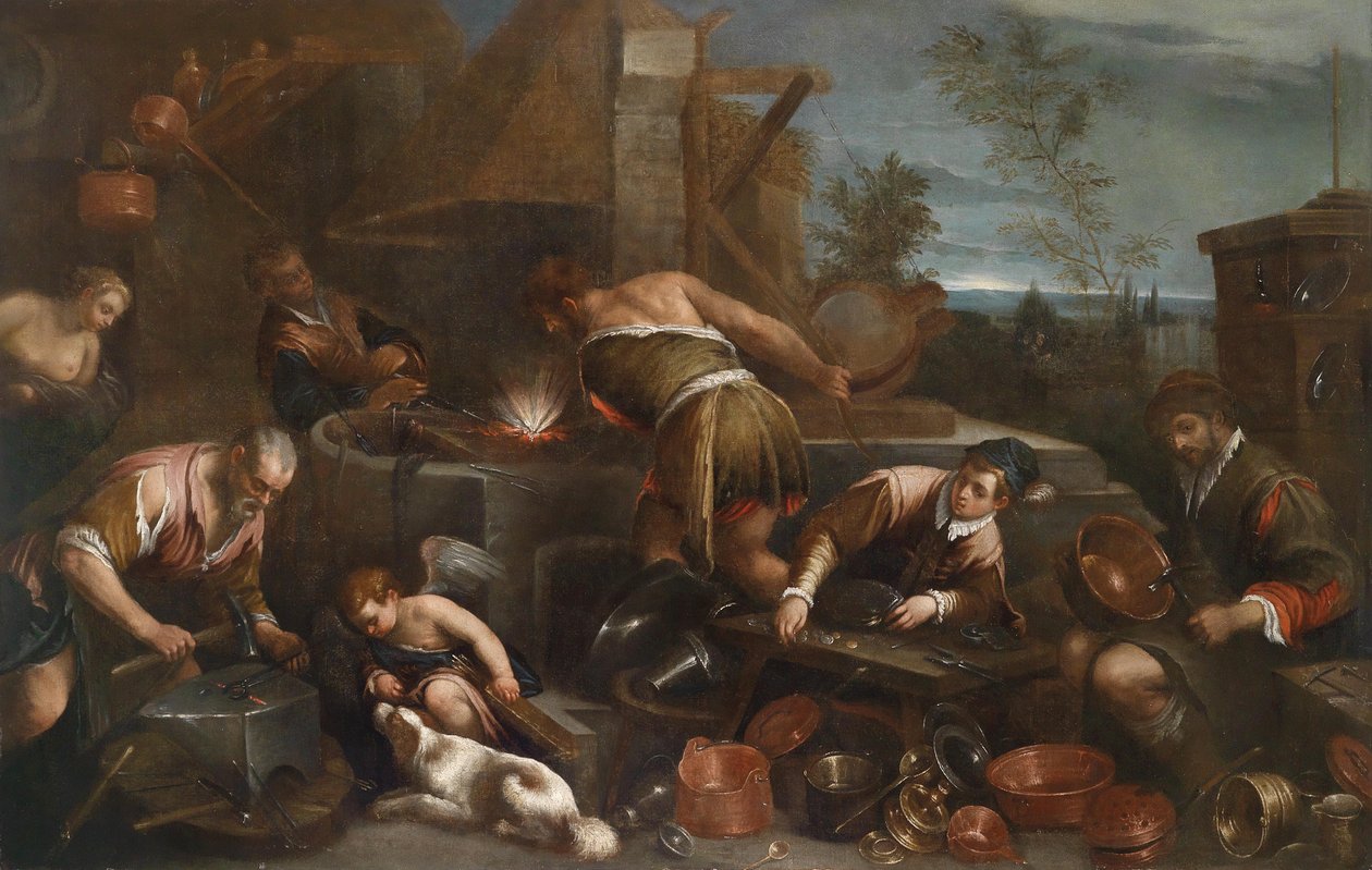 A forja do vulcão de Francesco Bassano the Younger